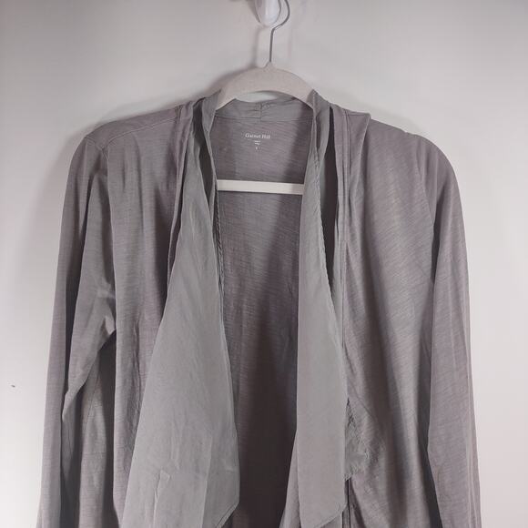 Garnett Hill Open Front Cardigan with Silk Trim, Size Small - Picture 5 of 8